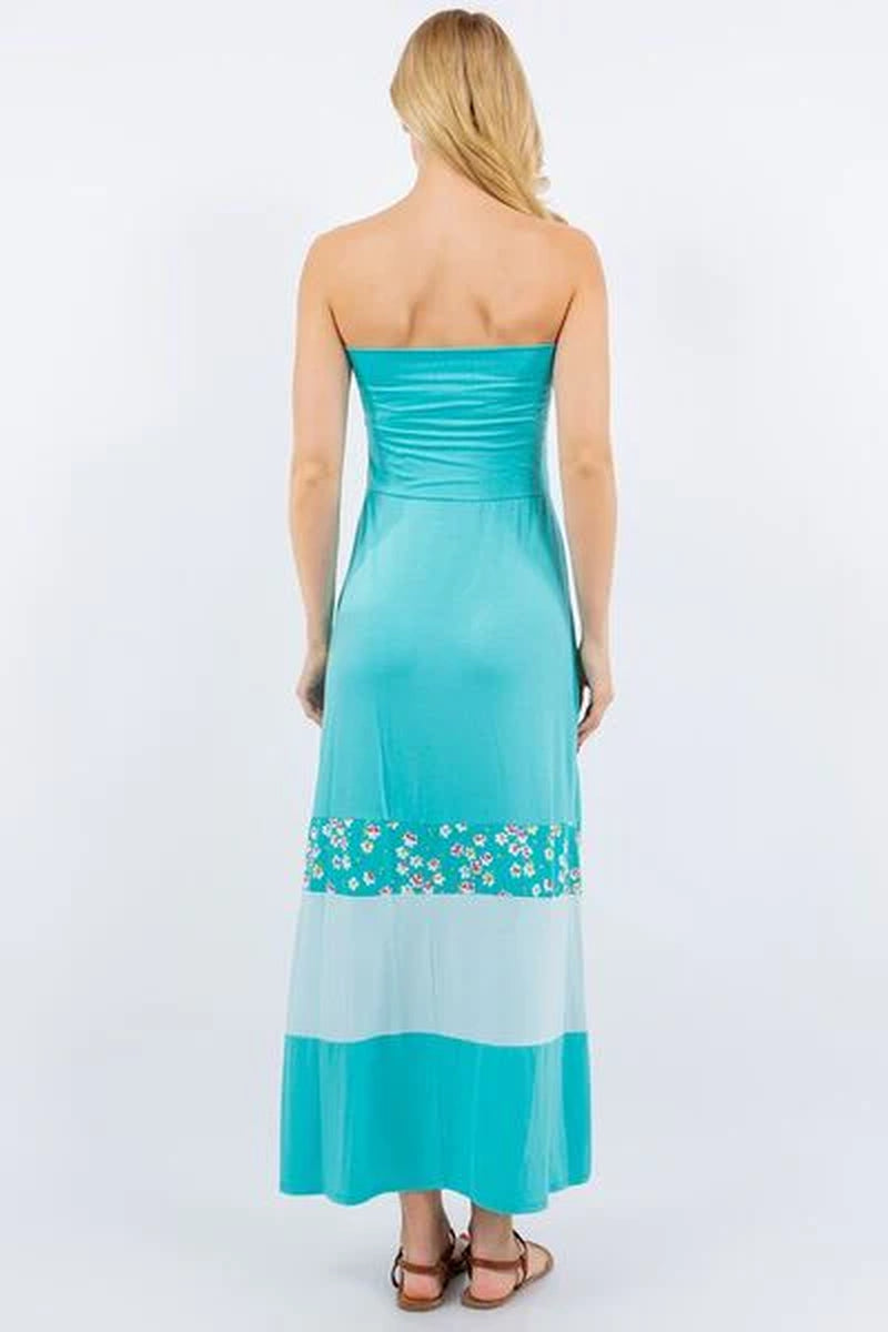 Celeste Full Size Color Block Tube Maxi Dress plus Size
