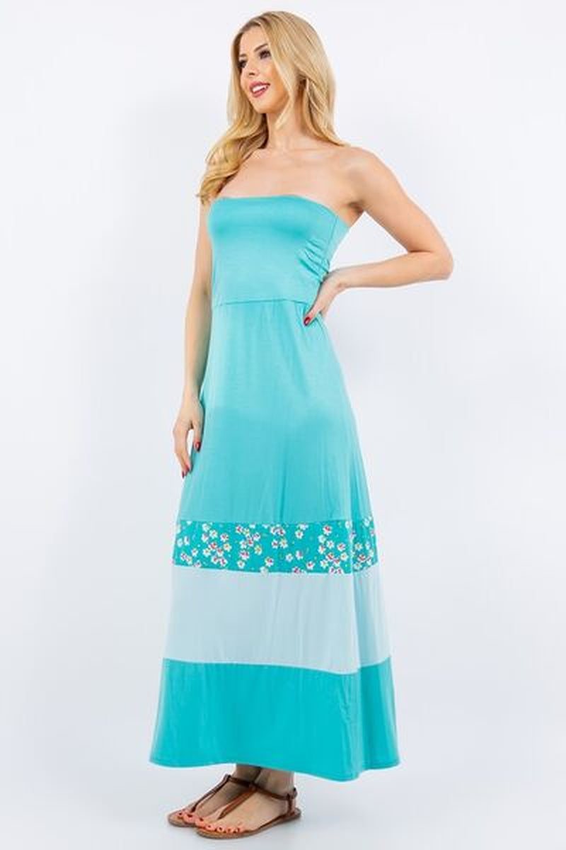 Celeste Full Size Color Block Tube Maxi Dress plus Size
