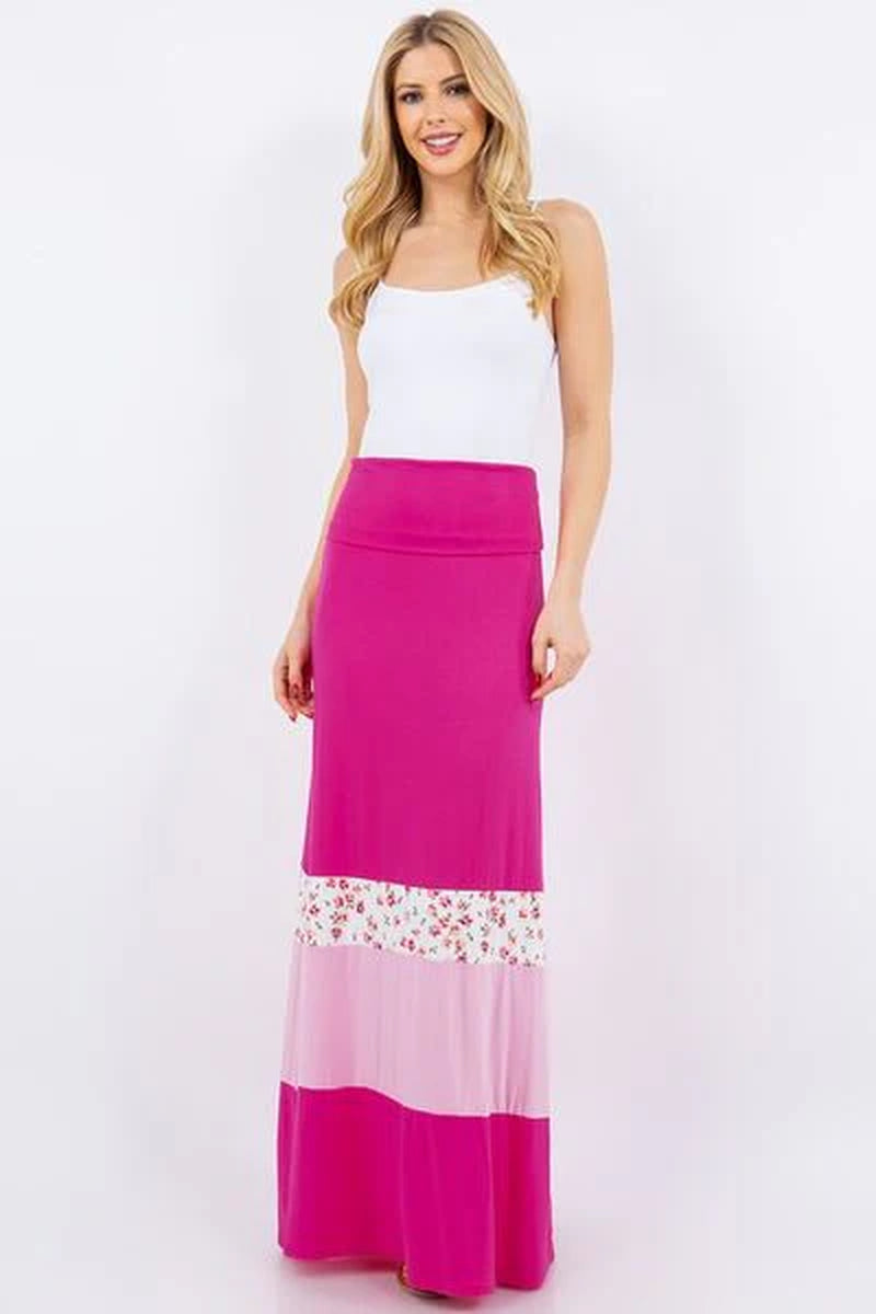 Celeste Full Size Color Block Tube Maxi Dress plus Size