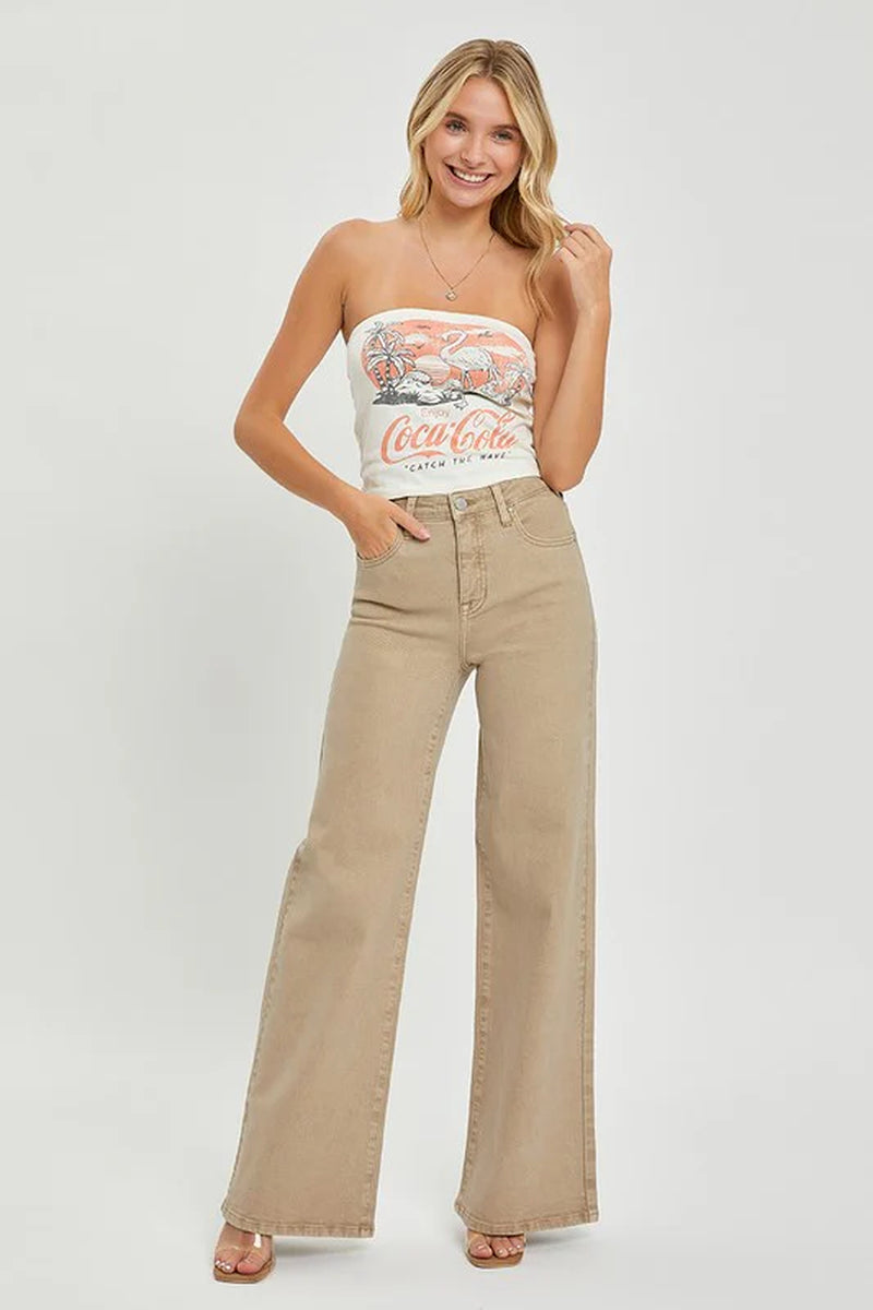 RISEN Full Size Tummy Control High Rise Wide Leg Jeans plus Size