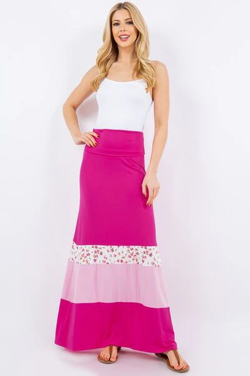 Celeste Full Size Color Block Tube Maxi Dress plus Size