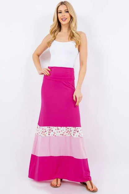Celeste Full Size Color Block Tube Maxi Dress plus Size